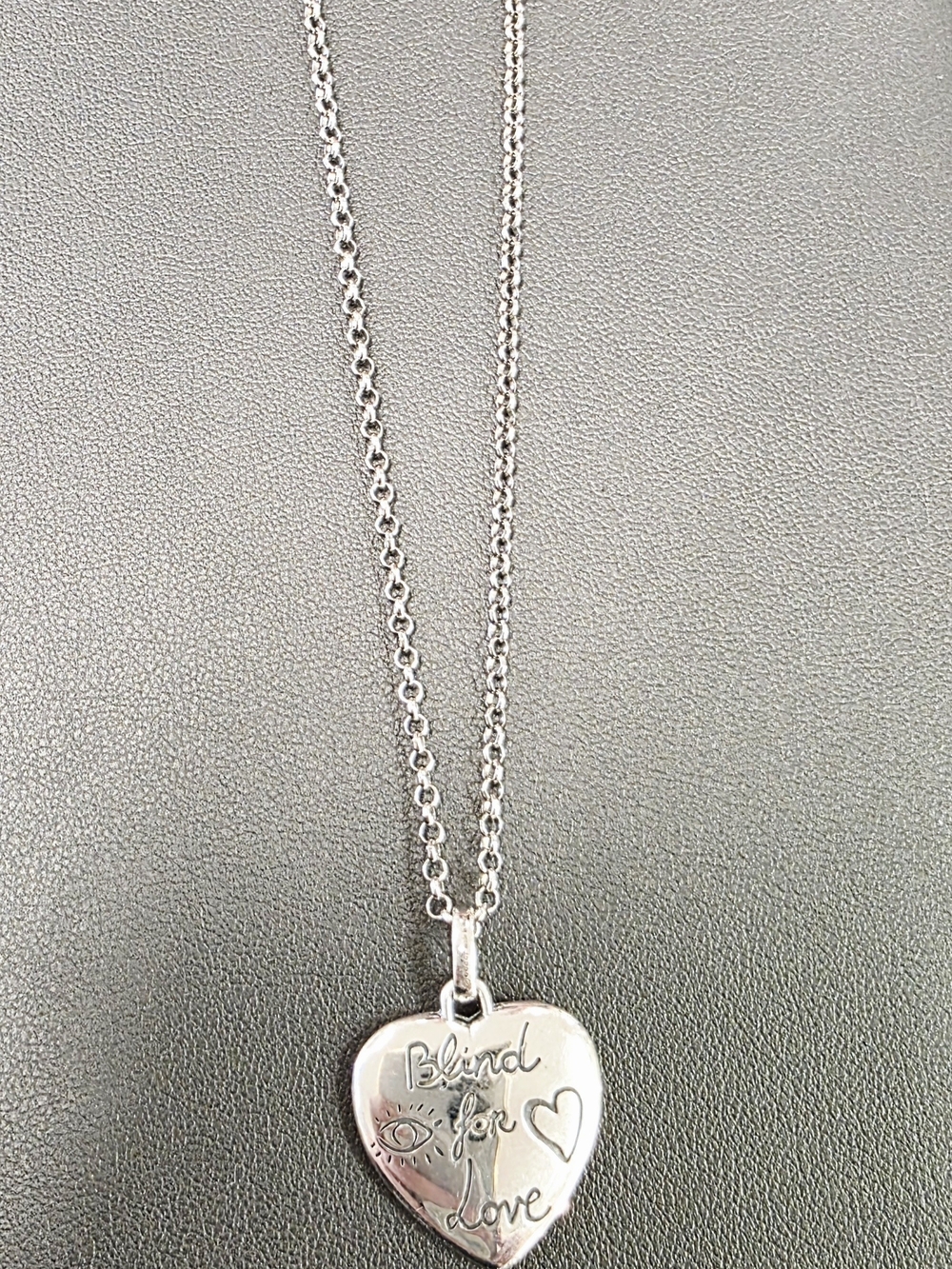 Gucci NIB Blind For Love Double Sided .925 Silver Heart Pendant Necklace 💗 - Picture 5 of 9